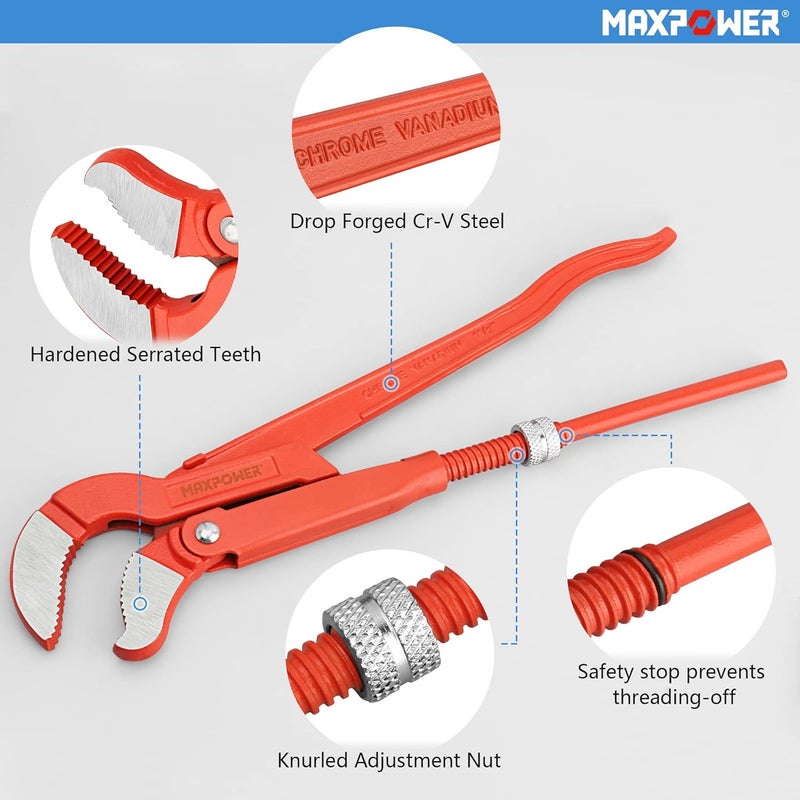 Max Power مفتاح أنابيب سويدي 15 بوصة، فك على شكل S - Image 4